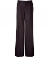 Luxurious pants in a fine, brown wool-angora blend - New wide silhouette, with a narrow waistband - Figure-flattering  creases - Wonderfully elegant and fashionable, yet simple - Brilliant 24/7 - Wear these pants in the office with a blouse & cardigan, in the evening with a chiffon blouse and biker jacket