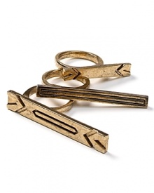 Designed to be stacked, House of Harlow 1960's engraved ring trio promises to add an enviable touch of tough. Designed to be stacked, House of Harlow 1960's engraved ring trio promises to add an enviable touch of tough.