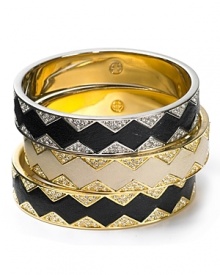 House of Harlow's signature graphic zig-zag design adds instant cool to your look. House of Harlow's signature graphic zig-zag design adds instant cool to your look.