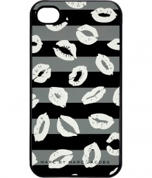 Snap a fun face onto your iPhone with Marc by Marc Jacobs stripey lip print cover - Fits 4G iPhones, logo print at bottom - Stash away in just as bold oversized printed totes