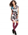 An abstract feather print adds bold color to this Kensie dress -- pair it with bright tights to complete the look!