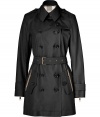 With heritage detailing reflecting the original Burberry trench coat, this cotton poplin version from Burberry Brit counts as an iconic, multi-season investment - Classic collar with double belted latch and hook closure, set-in long sleeves with belted zippered cuffs, epaulettes, gun flap, double-breasted button-down front, zippered pockets, belted waist, rain shield - Fitted silhouette - Pair with slim trousers or jeans and a cashmere pullover