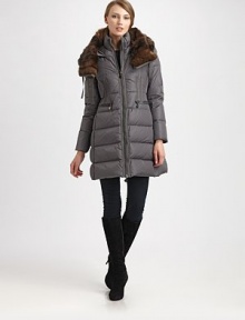 Ready to conquer cold weather and turn heads, this stylish quilted jacket features a dramatic collar trimmed in natural goat fur. Fur-trimmed fold-over collarFront zipperWaist seams and dartsSlash pocketsFully linedAbout 30 from shoulder to hemNylonDry clean by fur specialistImportedFur origin: China Model shown is 5'11 (180cm) wearing US size 4. Ready to conquer cold weather and turn heads, this stylish quilted jacket features a dramatic collar trimmed in natural goat fur. Fur-trimmed fold-over collarFront zipperWaist seams and dartsSlash pocketsFully linedAbout 30 from shoulder to hemNylonDry clean by fur specialistImportedFur origin: China Model shown is 5'11 (180cm) wearing US size 4.