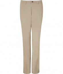 Elegant trousers made ​.​.of fine, sand-colored stretch cotton - Slim, straight cut, with flattering pleats - Two diagonal pockets at the side - High-quality and very comfortable - Favorite pants for a lifetime - Ideal basic for every modern gentlemans wardrobe - Try with a cashmere pullover or polo shirt, or with a button-up shirt and matching jacket