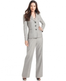 Evan Picone puts a fresh twist on a petite pantsuit: delicate pintucked details create a feminine, nipped-in waist. Evan Picone puts a fresh twist on a petite pantsuit: delicate pintucked details create a feminine, nipped-in waist.