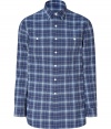 Bring classic preppy-cool style to your look with this plaid button down from Polo Ralph Lauren - Small spread collar, front button placket, two patch pockets with buttons, slim fit - Pair with jeans, loafers, and a cashmere cardigan