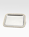 A contemporary piece with natural, organic detail in gleaming stainless steel with alloy metal feet and 24k goldplated bamboo detail. From the Evoca CollectionStainless steel with alloy metal and 24k goldplate15 X 19Hand washImported