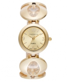 A golden beauty, this Charter Club watch adds glamorous appeal with a linked design and crystal accents.