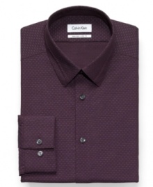 Sharp and simple-this Calvin Klein patterned shirt touts a slim fit and no-iron material for style that can't go wrong. Sharp and simple-this Calvin Klein patterned shirt touts a slim fit and no-iron material for style that can't go wrong.