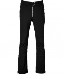 Stay stylish from the lodge to the slopes in these ultra-luxe ski pants from Jet Set - Zip fly, zippered side pockets, adjustable belt, flared zippered ankles, elasticized band at the ankle with silicon for hold - Slim, flared silhouette - Style with a cashmere pullover, weather boots, and a sleek parka Stay stylish from the lodge to the slopes in these ultra-luxe ski pants from Jet Set - Zip fly, zippered side pockets, adjustable belt, flared zippered ankles, elasticized band at the ankle with silicon for hold - Slim, flared silhouette - Style with a cashmere pullover, weather boots, and a sleek parka
