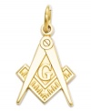 An iconic symbol of freemasonry, this 14k gold charm is the perfect way to commemorate this 16th century fraternal organization. Approximate length: 8/10 inch. Approximate width: 4/10 inch.