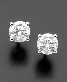 Simply perfect: versatile and elegant round-cut near colorless certified diamond earrings (1/4 ct. t.w.) set in 14k white gold. Simply perfect: versatile and elegant round-cut near colorless certified diamond earrings (1/4 ct. t.w.) set in 14k white gold.