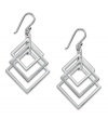 Triply chic. Unwritten's cut-out drop earrings feature three overlapping square in sterling silver. Set on french wire. Approximate drop: 2-1/6 inches.