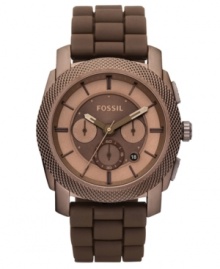 Rich tones envelop this chronograph watch by Fossil. An everyday accessory for the man who craves a change of pace. Rich tones envelop this chronograph watch by Fossil. An everyday accessory for the man who craves a change of pace.