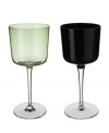 Perfect for your favorite vintage, these sleek wine glasses feature black and green hues for a festive touch. The modern shape and simple design make this stemware collection ideal for any gathering.