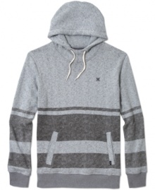 Whether your running to the gym or running around town, this pullover hoodie from Hurley is both sporty and stylish. Whether your running to the gym or running around town, this pullover hoodie from Hurley is both sporty and stylish.