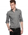 Clean up your casual look with this button front shirt from Kenneth Cole.