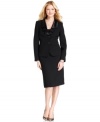 A stunning petite skirt suit from Le Suit. The satin cascade lapels soften the tailored fit to perfection.