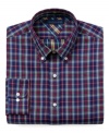 Bold plaid on this Tommy Hilfiger dress shirt brings new life to your business look.