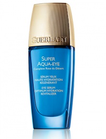 EYE SERUM OPTIMUM HYDRATION, REVITALIZER. For time-defying eyes. Specially formulated for gentle action on the sensitive eye contour zone, Super Aqua-Eye combines the Desert Rose Flower Complex with hyaluronic acid fragments. Known for its volumizing, plumping and smoothing power, hyaluronic acid is a molecule capable of retaining the equivalent of 1,000 times its volume in water. EYE SERUM OPTIMUM HYDRATION, REVITALIZER. For time-defying eyes. Specially formulated for gentle action on the sensitive eye contour zone, Super Aqua-Eye combines the Desert Rose Flower Complex with hyaluronic acid fragments. Known for its volumizing, plumping and smoothing power, hyaluronic acid is a molecule capable of retaining the equivalent of 1,000 times its volume in water.