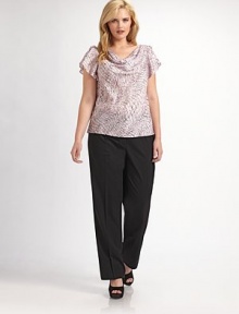 Simple essential that will expand your wardrobe, in fine stretch wool from Italy with a straight leg, tiny pleats and back darts for a great fit.Smooth waistband with hidden hook closeSide zip closureSubtle front pleatsBack dartsStraight legSlits at anklesRise, about 11Inseam, about 3196% wool/4% elastaneDry cleanImported of Italian fabric Simple essential that will expand your wardrobe, in fine stretch wool from Italy with a straight leg, tiny pleats and back darts for a great fit.Smooth waistband with hidden hook closeSide zip closureSubtle front pleatsBack dartsStraight legSlits at anklesRise, about 11Inseam, about 3196% wool/4% elastaneDry cleanImported of Italian fabric
