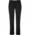 Bring trend-right style to your workweek favorites with these cropped pants from Theory - Flat front, belt loops, off-seam pockets, back welt pockets, fitted, cropped silhouette - Style with a billowy blouse, a blazer, and classic pumps