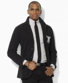 A modern reflection of casual polish, this classic three-button blazer is rendered in soft brushed mesh, making it a lightweight alternative for smart layering. A modern reflection of casual polish, this classic three-button blazer is rendered in soft brushed mesh, making it a lightweight alternative for smart layering.