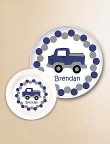 Mealtime will never be the same once the little gal or guy in your life has a personalized plate and bowl. Crafted from break-resistant melamine that's sure to withstand their every move. Includes 10 plate and 20-ounce bowl Dishwasher safe Made in USA FOR PERSONALIZATION Select a quantity, then scroll down and click on PERSONALIZE & ADD TO BAG to choose and preview your personalization options. Please allow 2 weeks for delivery. Mealtime will never be the same once the little gal or guy in your life has a personalized plate and bowl. Crafted from break-resistant melamine that's sure to withstand their every move. Includes 10 plate and 20-ounce bowl Dishwasher safe Made in USA FOR PERSONALIZATION Select a quantity, then scroll down and click on PERSONALIZE & ADD TO BAG to choose and preview your personalization options. Please allow 2 weeks for delivery.
