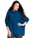 Enjoy the cozy comfort of Alfani's long sleeve plus size sweater, finished by a cowl neckline.