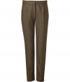 Flawlessly tailored with a softly tapered leg, Salvatore Ferragamos pistachio wool trousers are a luxe staple perfect for elegant daytime looks - Side slit pockets, back slit pocket, zip fly, hidden hook and button closure, pleated front, hidden side ankle zippers - Tailored fit, softly tapered leg - Team with cashmere pullovers and shimmering fine jewelry favorites