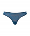 Turn up the heat with this retro-inspired lace thong from Kiki de Montparnasse - Delicate peacock floral lace with black underlay - Perfect under any outfit or with the matching bra for stylish lounging