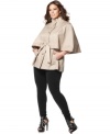 In spring's hottest shape, this cape-style Betsey Johnson's plus size coat is the perfect topper over the season's skinny jeans or leggings! A Macy's exclusive!