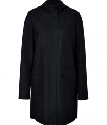 Streamlined and chic, this wool-cashmere-blend coat from Jil Sander boasts an easy to style sleek silhouette - Hooded, concealed front placket, flap pockets at chest and hips, long sleeves - Straight silhouette - Wear with an office-ready look or with skinny jeans and a pullover Streamlined and chic, this wool-cashmere-blend coat from Jil Sander boasts an easy to style sleek silhouette - Hooded, concealed front placket, flap pockets at chest and hips, long sleeves - Straight silhouette - Wear with an office-ready look or with skinny jeans and a pullover