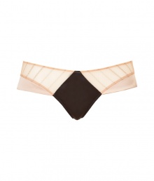 With coquettish vintage-inspired styling, these luxe panties from Kiki de Montparnasse add sizzle to any ensemble - Striped champagne-hued sheer panel and flared hip detail with contrasting solid black inset and trim - Perfect under a slinky cocktail sheath or paired with a matching bra for stylish lounging With coquettish vintage-inspired styling, these luxe panties from Kiki de Montparnasse add sizzle to any ensemble - Striped champagne-hued sheer panel and flared hip detail with contrasting solid black inset and trim - Perfect under a slinky cocktail sheath or paired with a matching bra for stylish lounging