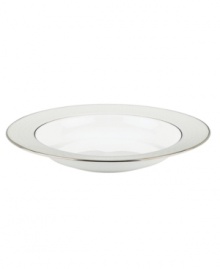 A sweet lace pattern combines with platinum borders to add graceful elegance to your tabletop. The classic shape and pristine white shade make this rim soup bowl a timeless addition to any meal. From Lenox's dinnerware and dishes collection. Qualifies for Rebate A sweet lace pattern combines with platinum borders to add graceful elegance to your tabletop. The classic shape and pristine white shade make this rim soup bowl a timeless addition to any meal. From Lenox's dinnerware and dishes collection. Qualifies for Rebate
