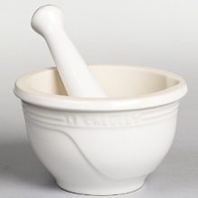 Enhance your meal with freshly ground spices and herbs. The unglazed interior makes grinding easy, and the glossy enamel exterior and large size make it an appealing serving dish. Enhance your meal with freshly ground spices and herbs. The unglazed interior makes grinding easy, and the glossy enamel exterior and large size make it an appealing serving dish.