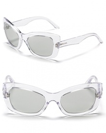 Rectangular cat eye sunglasses by Prada adds a fun element to any ensemble.