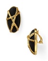 Black resin and gold-tone are a powerful tonal contrast on these earrings from T Tahari. Designed to resemble bamboo, this pair adds a hit of tropical texture.