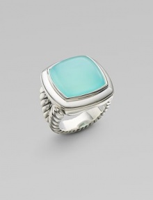 From the Albion Collection. Vibrant aqua chalcedony glows within a smooth setting of sterling silver on a split cable band.Aqua chalcedony Sterling silver About ½ square Imported From the Albion Collection. Vibrant aqua chalcedony glows within a smooth setting of sterling silver on a split cable band.Aqua chalcedony Sterling silver About ½ square Imported