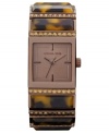 A linked design flaunts sparkle and retro tones on this Erin collection watch from Michael Kors.