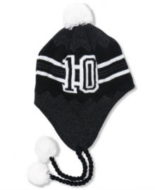 Stay warm in sporty style with this American Rag varsity beanie. Stay warm in sporty style with this American Rag varsity beanie.