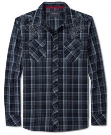 Check yourself in this attractive plaid shirt by Ring of Fire and get noticed.