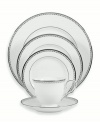 Combining elements of both the modern and the vintage, this understated Pearl Platinum place settings collection is designed to mimic a strand of lustrous pearls. With imitation pearl accents and platinum rims on fine bone china. Qualifies for Rebate