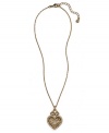 Sweet and sentimental. Monet's charming heart pendant necklace showcases the initial S. Crafted in gold tone mixed metal, it's elegantly embellished with sparkling crystal accents. Item comes packaged in a gift box. Approximate length: 16 inches + 2-inch extender. Approximate drop: 1-1/2 inches.