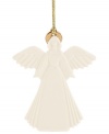 Bless your tree with this beautiful angle ornament from Lenox in pure white porcelain. With gold halo and hanging thread.