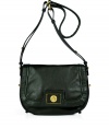 Detailed with a logo-engraved turnlock closure, Marc by Marc Jacobs deep green leather small messenger bag lends just the right dose of ladylike to your look - Flap with turnlock closure, belted shoulder strap, 2 inside front wall slot pockets - Sling across for work, school, or weekend shopping trips