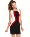 So mod! Bold blocks of color create curvaceous, eye-catching design on this sheath dress from Wishes Wishes Wishes.