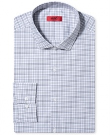 Look put together and preppy cool in this Hugo Boss plaid dress shirt.