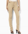 Lauren by Ralph Lauren's sleek ankle-length pant is crafted in stretch cotton with a slim leg, creating a silhouette that flatters the figure.