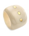 Connect the dots. A ring that makes a statement, this bold accessory is handcrafted by Haitian artisans in smooth ivory bone set with dots of polished brass.